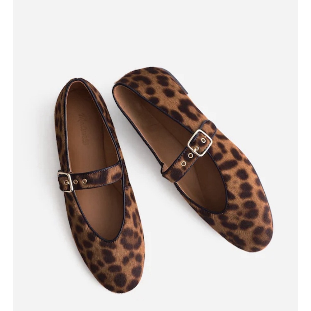 MADEWELL SIZE 8 The Remy Mary Jane Flat In Animal Print Calf Hair NX636